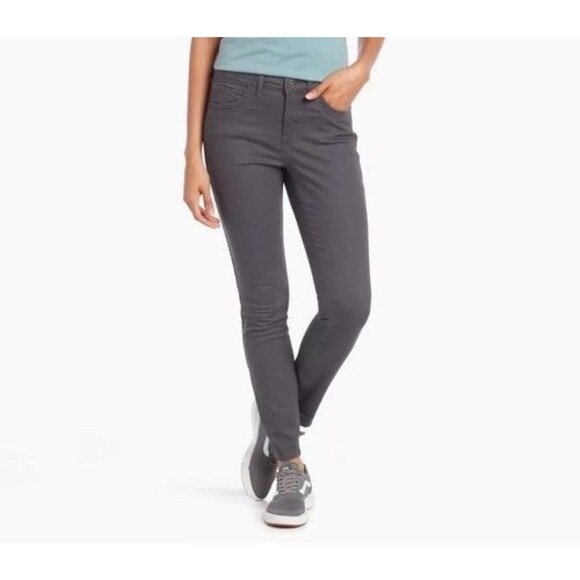 NWT Kuhl Wicking Gray Stretch Kontour Flat Front Skinny Pants Women Size 14 - Picture 14 of 15